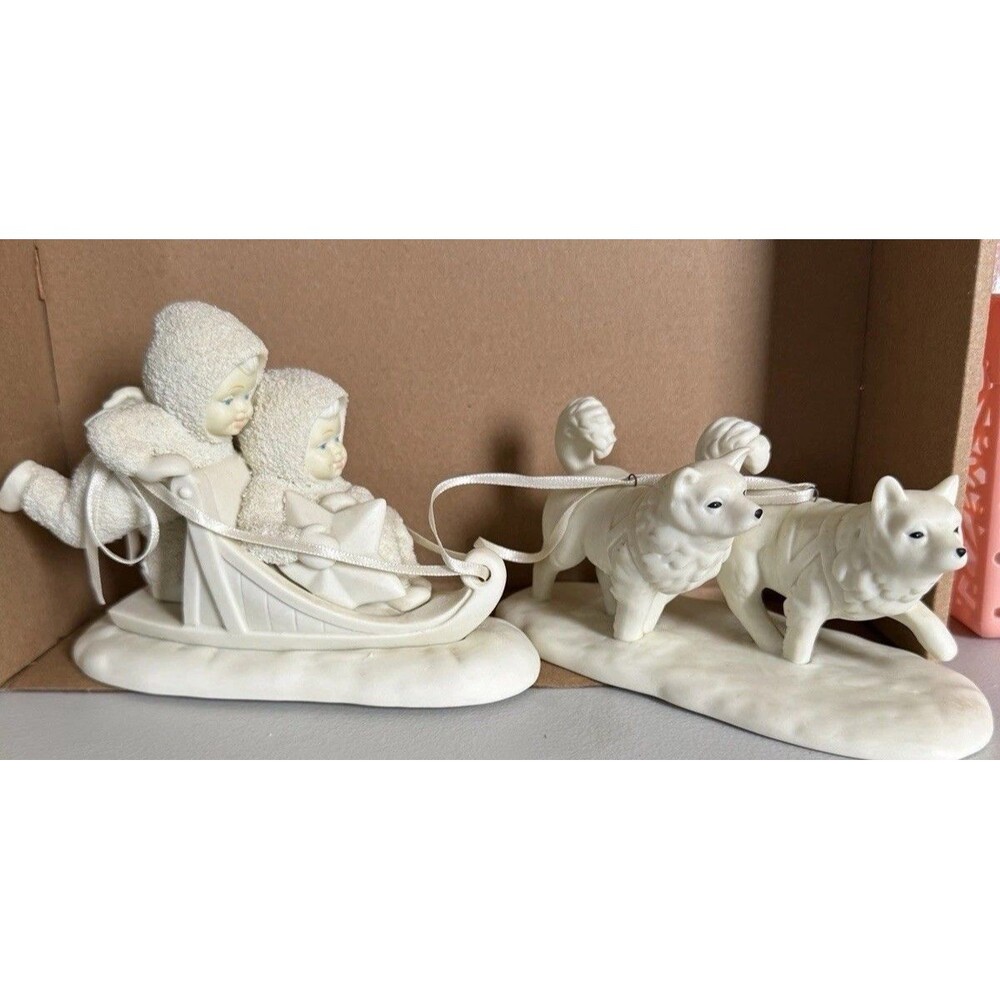 SnowBabies Dept 56 Figurine   “ MUSH “ Dogsled -Two Piece No Box